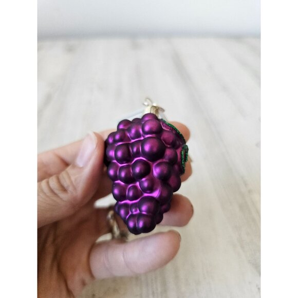Old world OWC mini grapes fruit ornament glass Xmas tree glitter purple - Picture 7 of 9